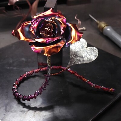 Copper Rose #1562 Steampunk Anniversary Housewarming Valentine's Day Christmas