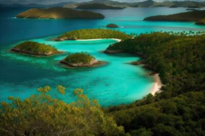 Wandbild: Caneel Bay auf St. John, Amerikanische Jungferninseln, von oben [...]