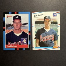 Tom Glavine (2) Card ROOKIE Lot ~1988~Atlanta Braves~Hall of Fame **Set Break**