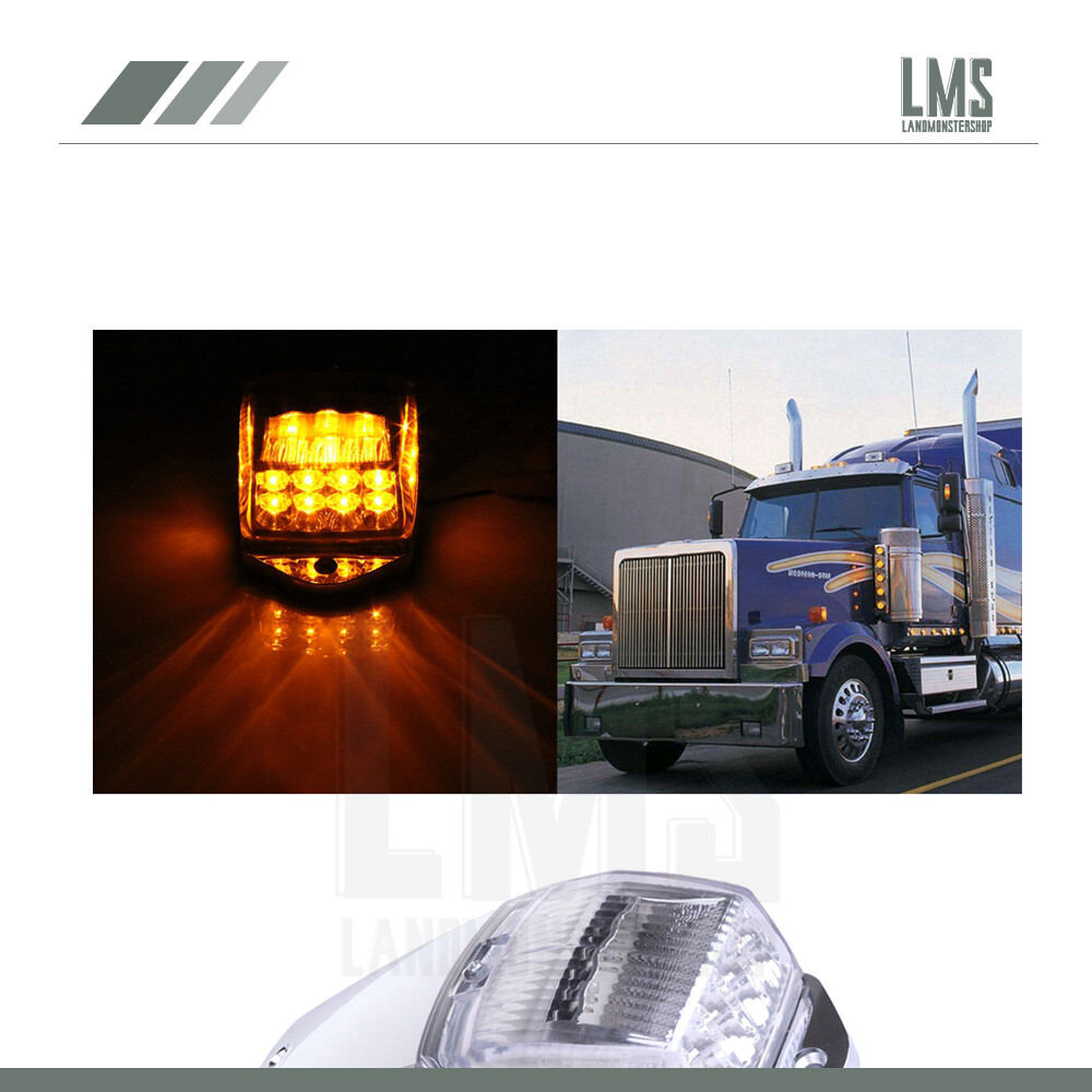 Clear Amber LED Daytime Running Roof Cab Marker Lights for Trailers - 1x Pack