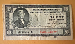 1924 Democratic National Convention Ticket - Guest Eighth Session - Gallery