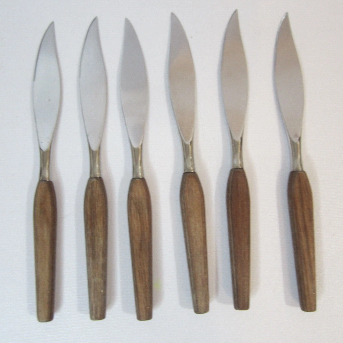MCM Knives Moderna Colombia Stainless Serrated Teak Handle Set of 6