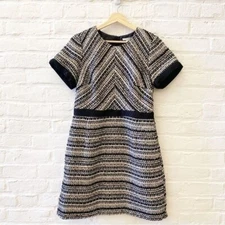 H&M || Tweed Fit & Flare Mini Dress Black 12 NWT