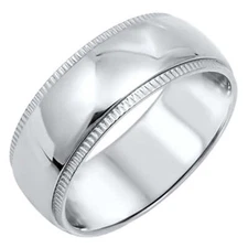 Hollis: Unisex 8mm Coin Edge Milgrain 316L Stainless Steel Wedding Band Ring