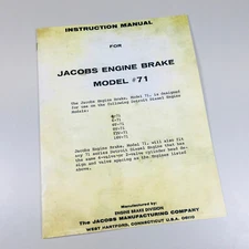 Jacobs Engine Brake Model #71 Instruction Manual Detroit Engine 8V71 12V71 16V71