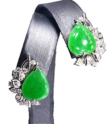 Ohrringe 18 Karat Weißgold Jade & Diamant