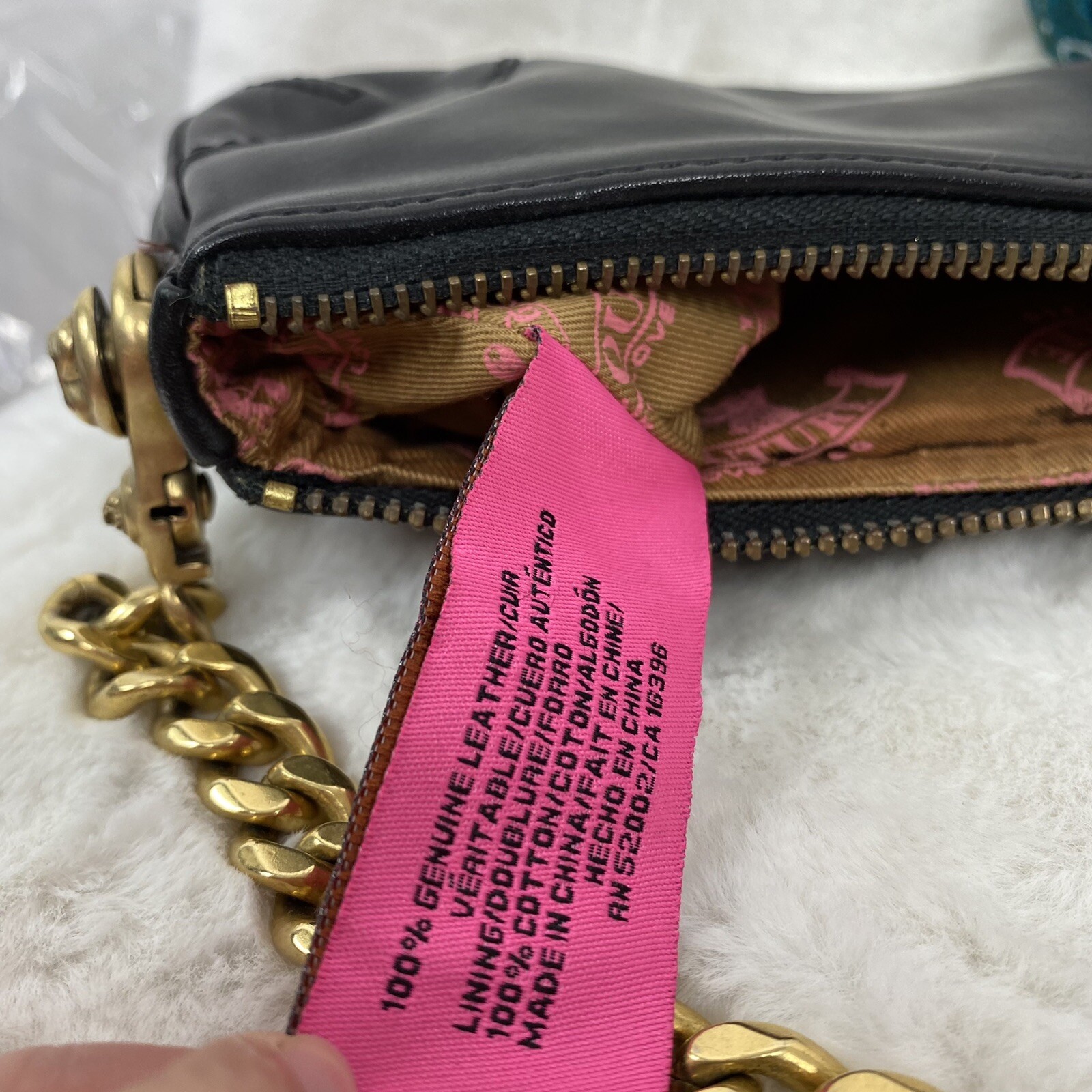 Juicy Couture Black Gold Chain Shoulder Purse Gem