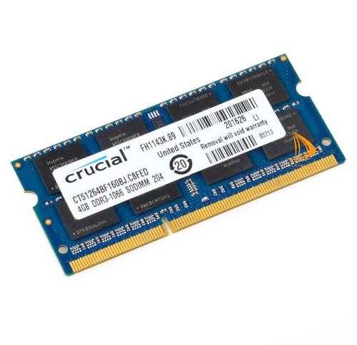 4PCS Crucial 4GB 2RX8 PC3-8500S DDR3 1066Mhz SODIMM Laptop Memory RAM 204Pin&__ - Picture 5 of 14
