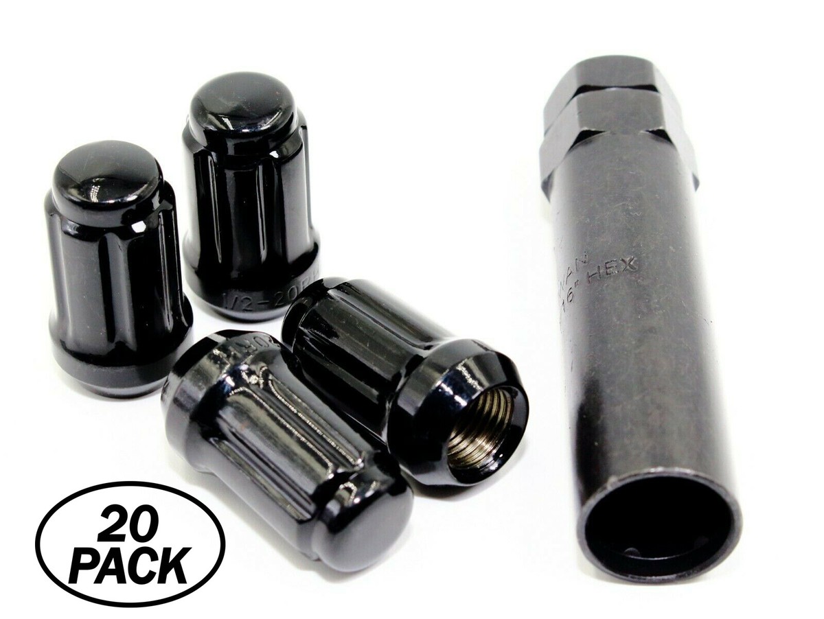 20x Black 1/2-20 Spike Lug Nut Fit Ford Explorer Taurus Mustang Ranger LTD Flex