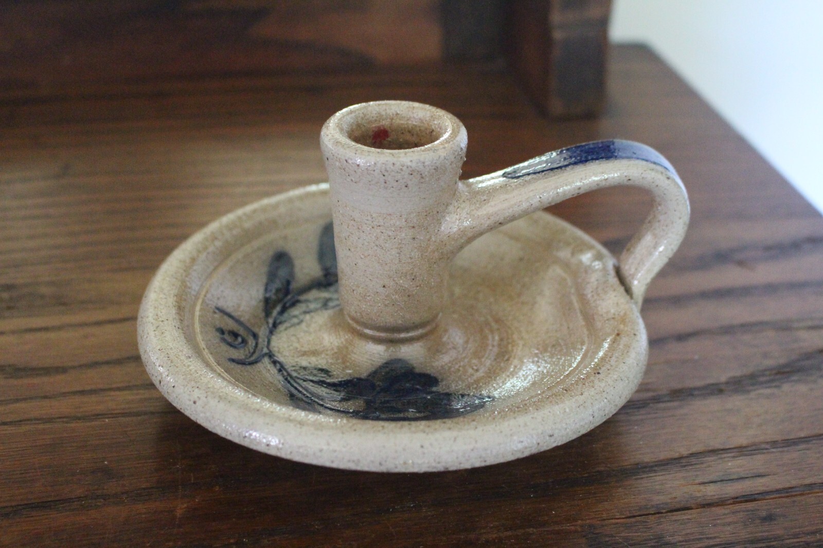 Vintage Rowe Pottery Works Chamber Stick 1986 Salt Glazed Stoneware Candle Stick