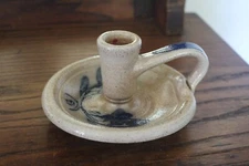 Vintage Rowe Pottery Works Chamber Stick 1986 Salt Glazed Stoneware Candle Stick