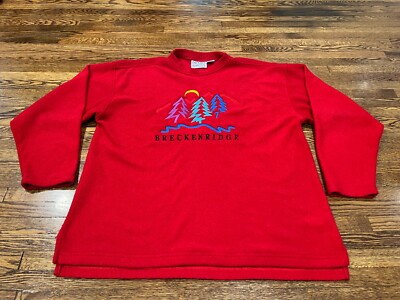 Breckenridge Pullover Adult M Red Fleece Embroidered Ski
