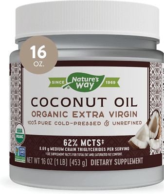 Nature's Way Organic Extra Virgin Coconut Oil, Pure and Unrefined, 62% MCTs