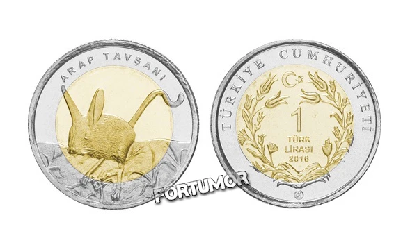 TURKEY 2016 SET 2 PCS UNC JERBOA / DORMOUSE 1 LIRA COMM. BIMETAL COIN - Image 2 of 4
