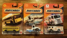 Matchbox  Scania P 360 * Fire Truck * School Bus * Road Roller - Lot of 3 - 2025