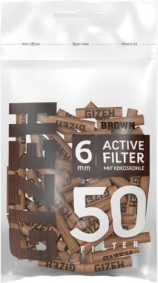 5 x GIZEH BROWN Active Filter 50er Beutel - Slim Format - Aktivkohle