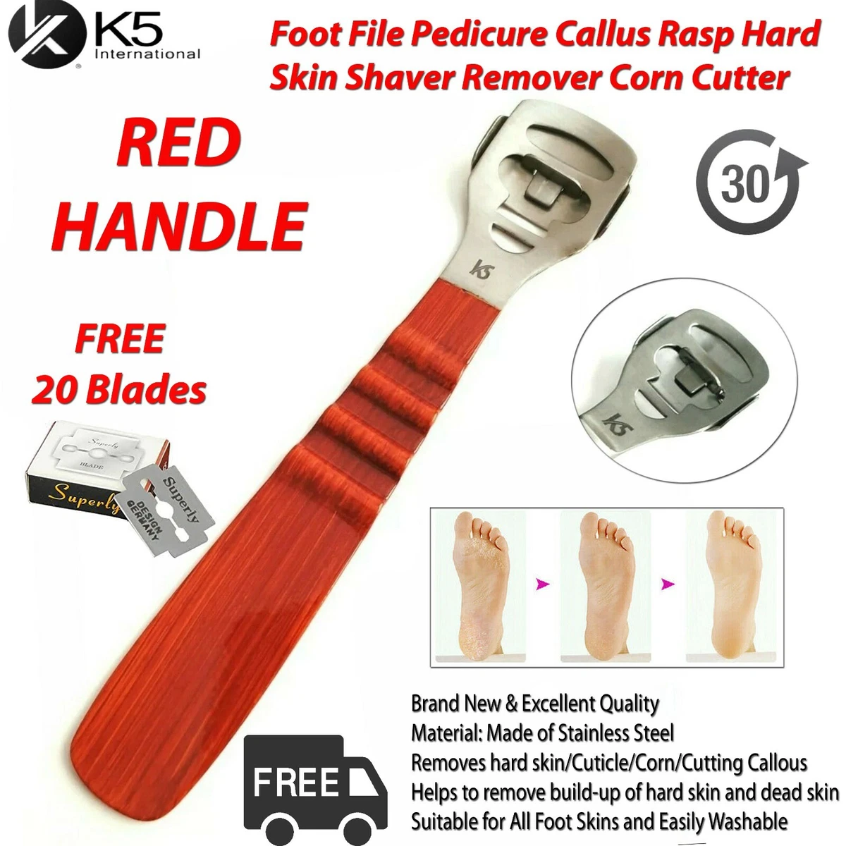 Callus Remover Foot File Pedicure File Callus Tool Metal with Removal Blade  Corn Remover