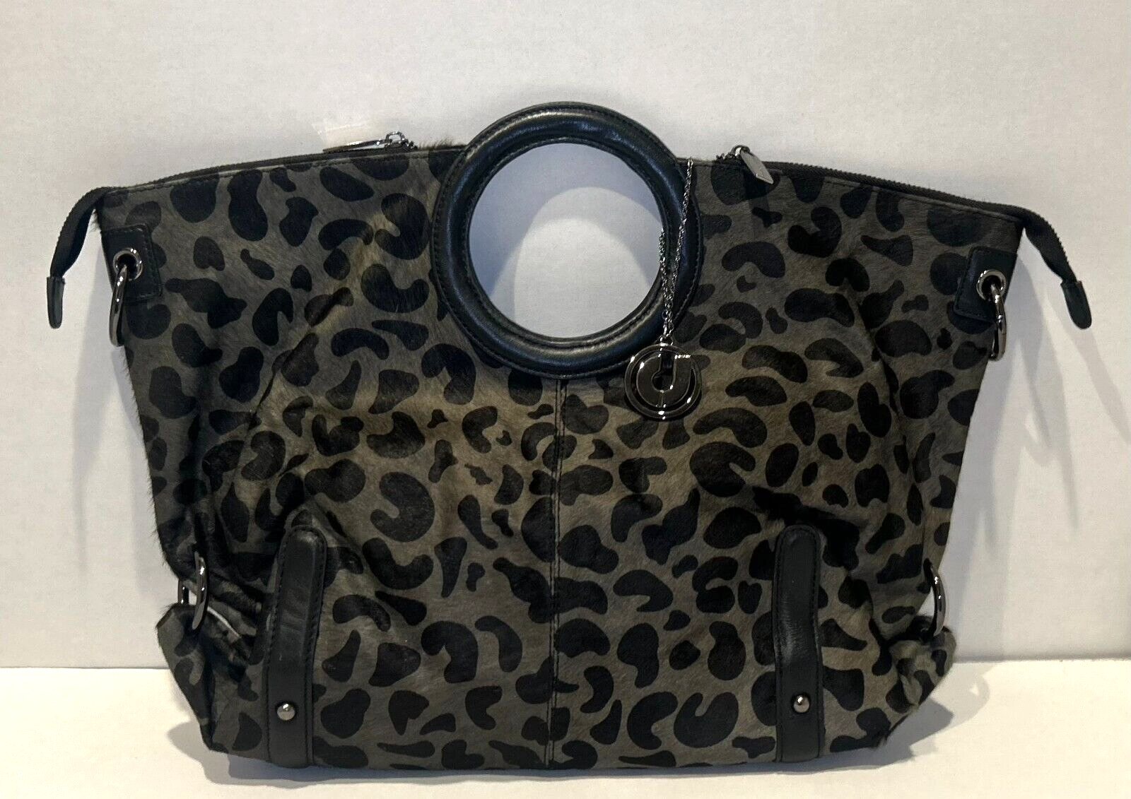 Vintage Charles Jourdan Black Calfskin Pony Style Leather Bag 18 Inch