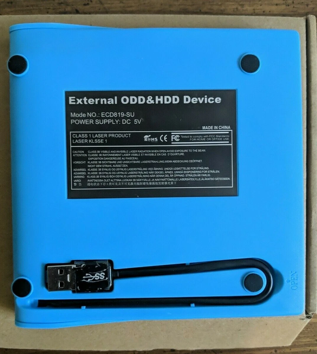 External DVD/CD Drive Class 1 Laser Product ODD & HDD- ECD819-SU BLUE