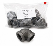    QTY 5 1-1/4  Black Malleable Iron 90  Elbow NPT Pipe Fittings 660106   
