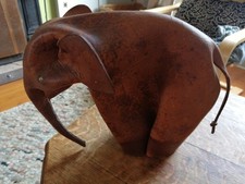 Deru Leather Elephant Figurine Vintage Mid Century