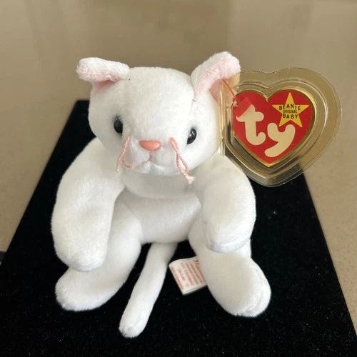 Ty Inc 1993 Vintage Beanie Baby Flip the Cat White