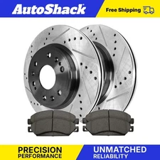 Front Drilled Disc Rotors Ceramic Brake Pads for Chevy Silverado 1500 5.3L
