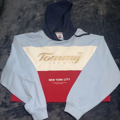 Tommy Hilfiger Cropped Color block Hoodie M Tommy Jeans New York Red White Blue