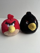 Angry Birds Red Bird, Black Bomb 5" Plush Stuffed No Sound Lot of 2 Commonwealth