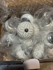Set Of 11 Ceramic White/Natural Silver Trim D...