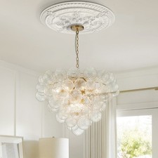 Modern Bubble Ball Swirled Glass Globe Chandelier 9-Light Pendant Light Fixtures