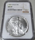 🇺🇸 1987 American Silver Eagle MS69 NGC Cert# 4819068-023 🇺🇸