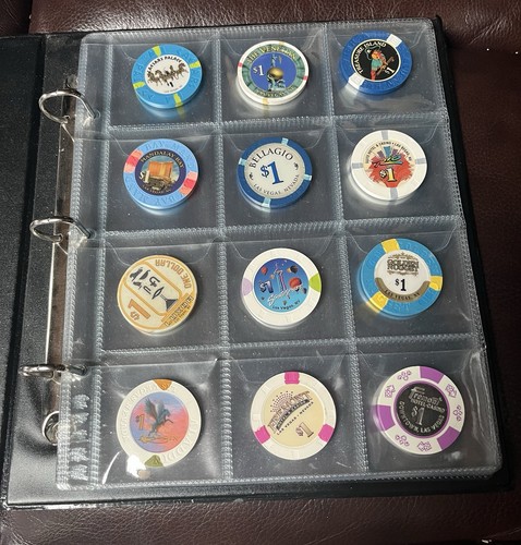 Collector Album, Display Pages, 27 Vegas Poker Chips, Most Late 90's Great Find!
