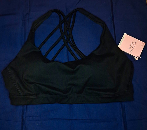 Victoria's Secret Black Crossback Strappy Sports Bra M Wireless Removable Pads