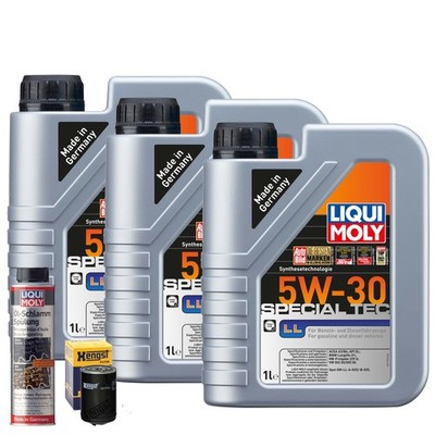 Motoröl 5W30 LIQUI MOLY Special Tec Ll 3L+HENGST Ölfilter +Ölschlammspülung