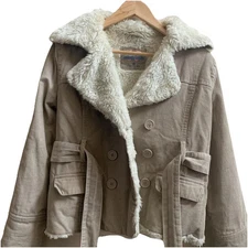 Vintage Seventy Seven Sherpa Corduroy Jacket Coat Women’s SZ- M 100% Cotton. TAN