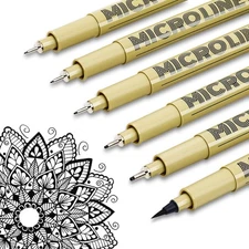 Fineliner Ink Pens, Black Micro Fine Point Drawing Pens Waterproof Archival I...
