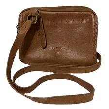 I Medici Cognac Brown Leather Crossbody Small Messenger Accordion Purse Handbag