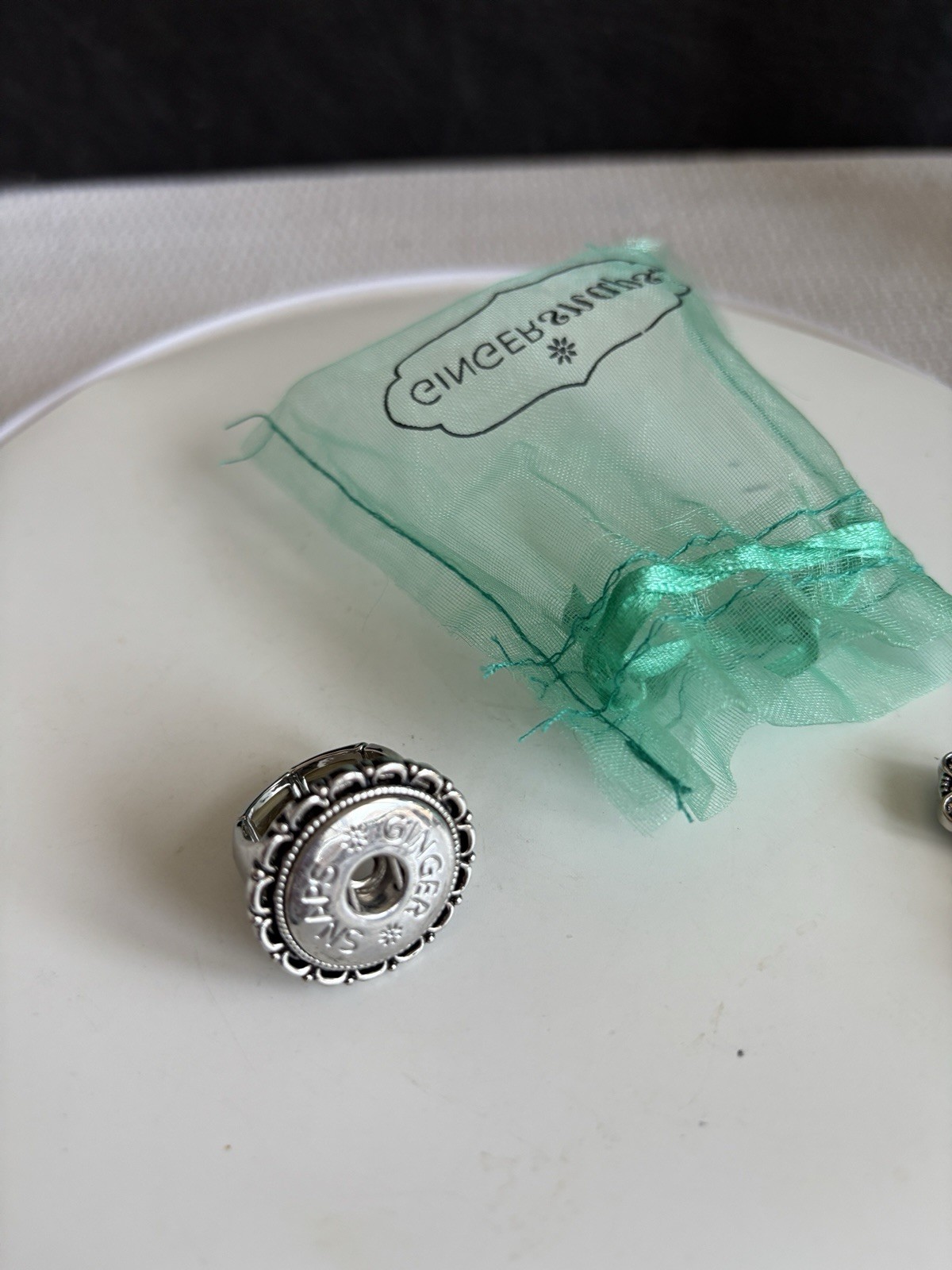 Ginger Snap Silver Stretch Ring With Four Jewel S… - image 2