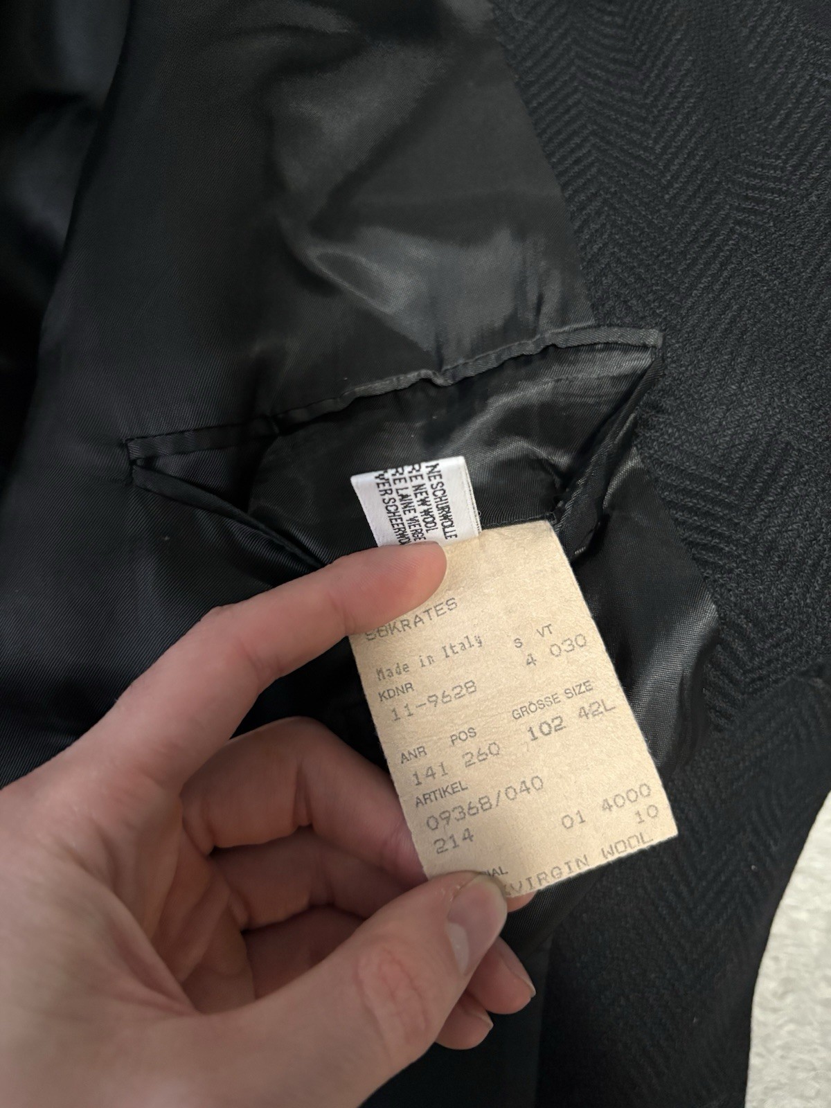 Hugo Boss Blazer Mens 42L Black Wool 4-Button Sport Coat Jacket Herringbone thumbnail 8