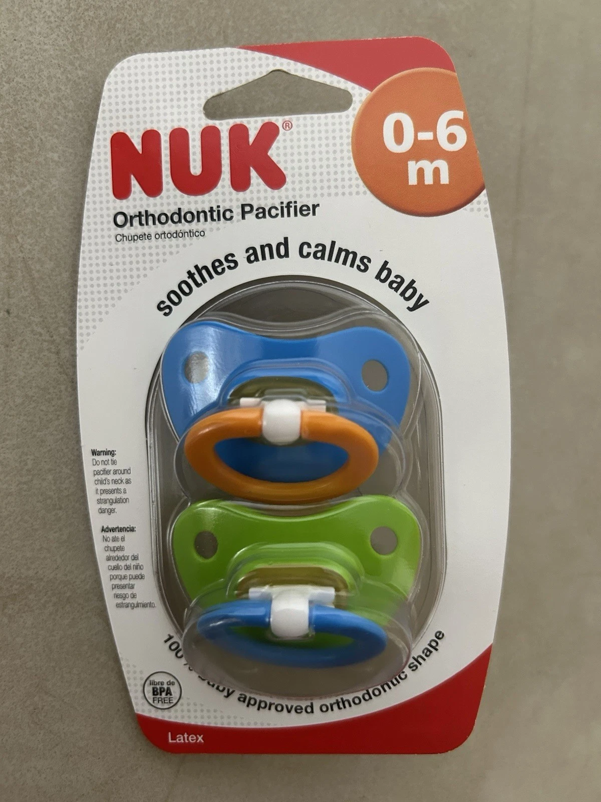 New NUK Latex Baby Pacifiers 0-6 Months Orthodontic Nipples Blue Boys