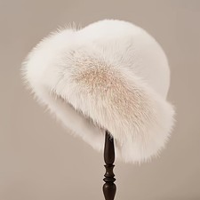 Soft Fluffy Faux Fur Bucket Hat   Oversized Winter Warm Hat for Women  White-1PC  