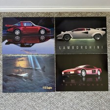 Vintage 1980s Argus Car Poster Lot Porsche Lamborghini Ferrari Testarossa F-15