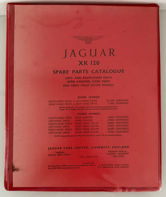 Jaguar XK120 Ersatzteilkatalog OTS Publ. No. J.8   Arbeitsexemplar   DHC + FHC