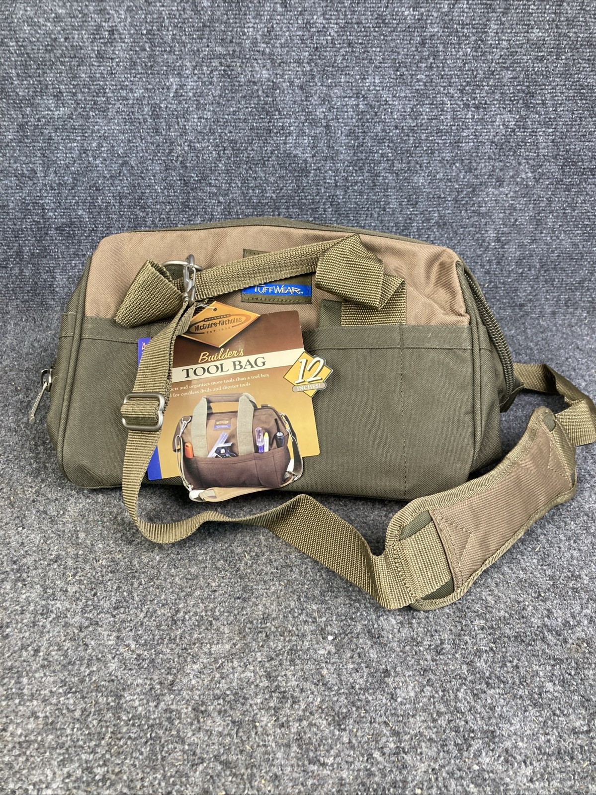 McGuire Nicholas Army Green Pockets 12" Wide Builder's Tool Bag 22312 NEW