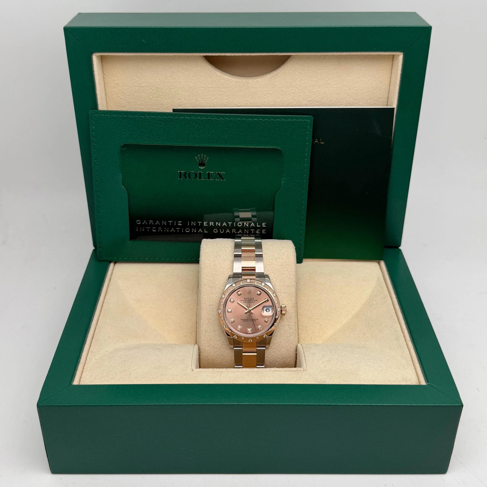 Rolex Datejust 31 278341RBR Rose Gold Steel Sundust Diamond Dial Ladies Watch