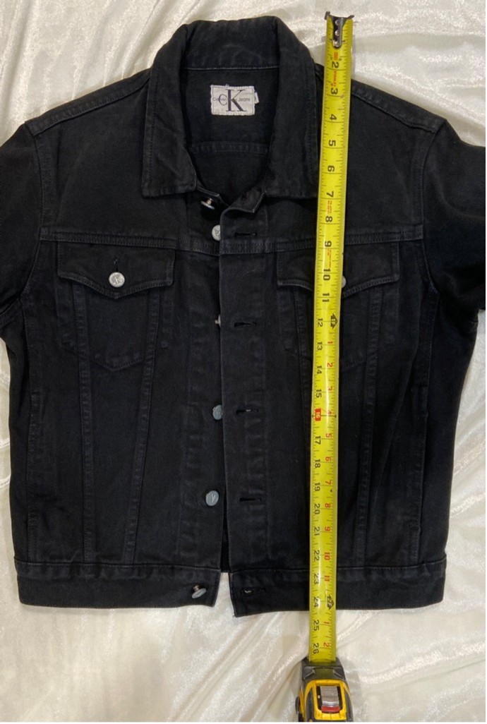 Vintage Calvin Klein Women's Black 100% Cotton Denim Trucker Jean Jacket Size S thumbnail 10