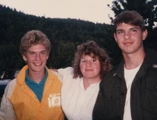 1980s Brothers Friends Pretty Woman Smiling Group Portrait Trees Truck