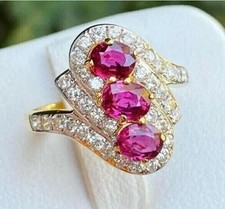 3 Ct Oval Cut Lab Created Pink Ruby Engagement Halo Ring 14k Yellow Gold Plated