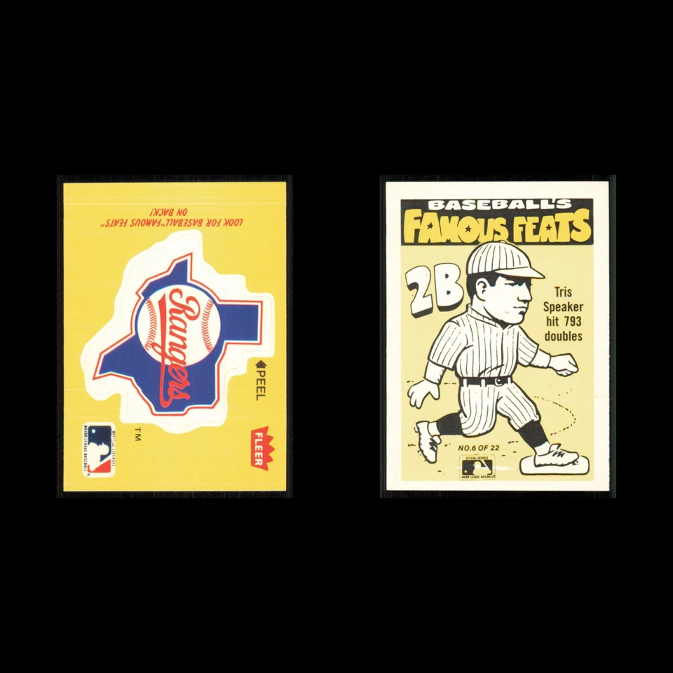 Tarjeta de béisbol Tris Speaker #6 1986 Fleer Star pegatina hazañas famosas Texas Rangers Foto 3 de 3